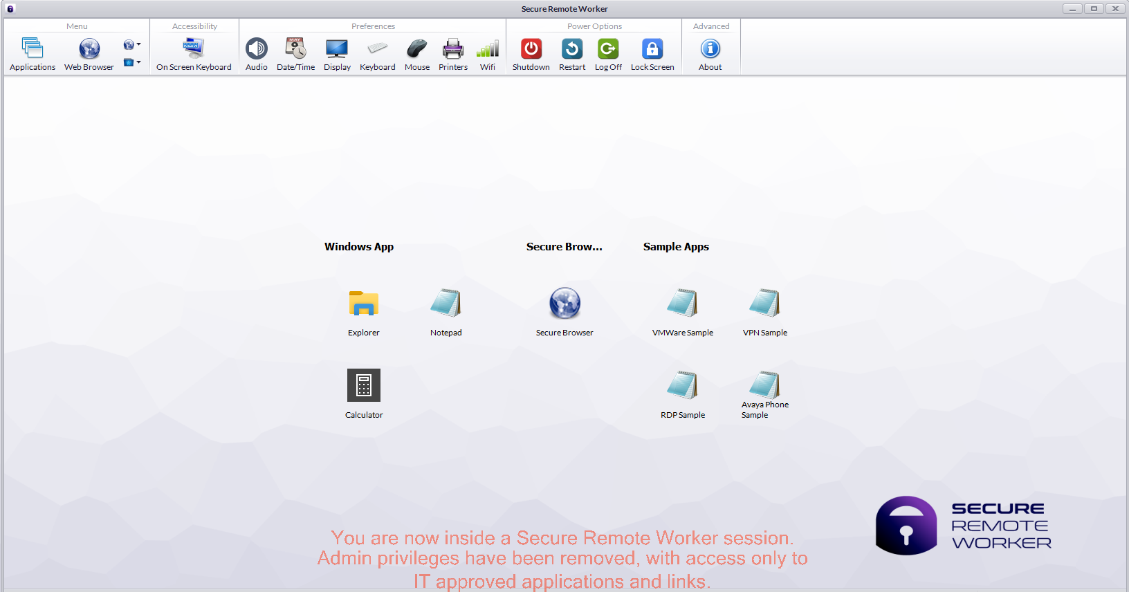 screenshot of Secure Remote Worker